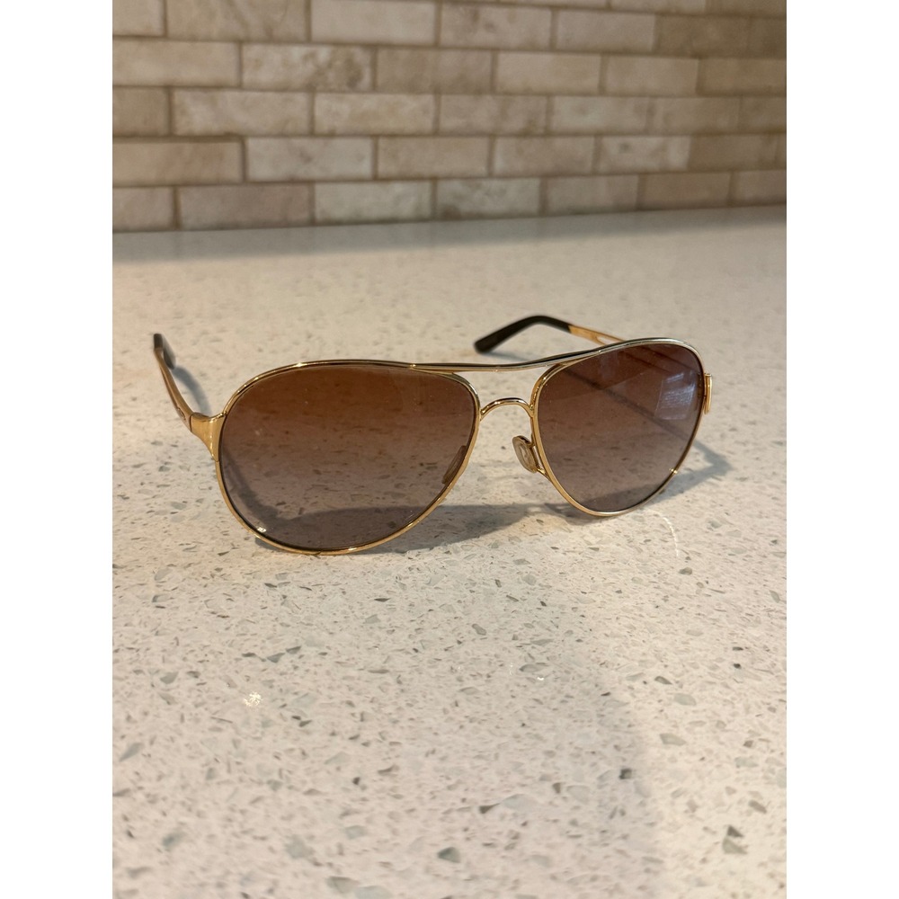 Oakley Caveat Sunglasses Gold Metal Aviator Brown Gradient Lenses Women's 60mm-